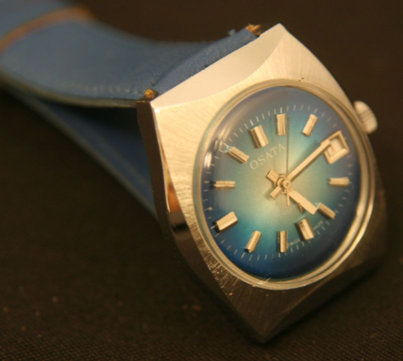 MENS BEAUTIFUL BLUE SWISS OSATA HIDDEN LUGS MANUAL WW  