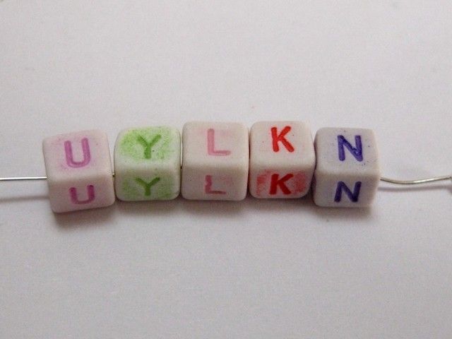 200 Mixed Colour Plastic Alphabet Letter Cube Beads 6mm  