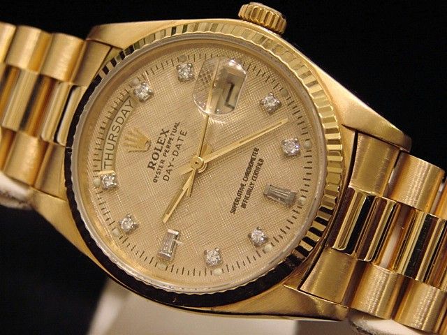 MENS ROLEX 18K GOLD DAY DATE PRESIDENT QUICKSET DIAMOND  