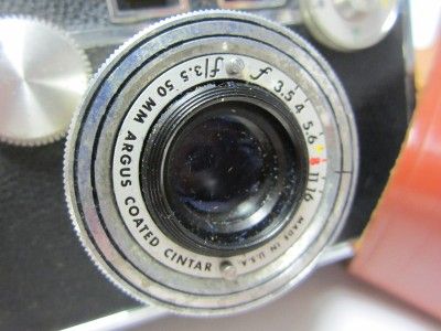 VINTAGE~ARGUS RANGEFINDER~ CAMERA~CINTAR COATED 50 MM LENS~ WITH 