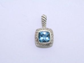 David Yurman Sterling London Blue Topaz Diamond Pendant  