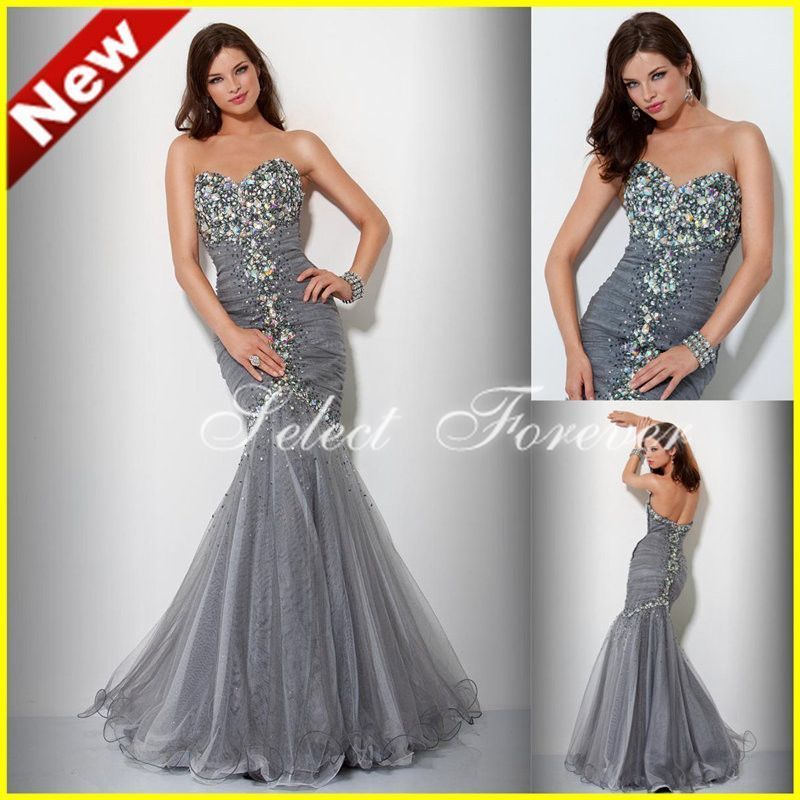 2012 Custom Sweetheart Organza Rhinestones Party Evening Long Prom 