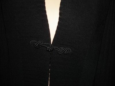 NWT MISOOK BLACK KNIT RIB SHAWL FROG DETAIL JACKET XL  