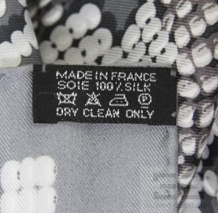 Hermes Grey & White Silk Kelly En Perles 140cm Square Scarf  