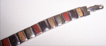   silver bronzite pyrite red jasper picture jasper bracelet packaged