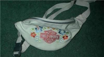   Harley Davidson Bags Leather Clip Hip Purse Embossed B&S + White Fanny