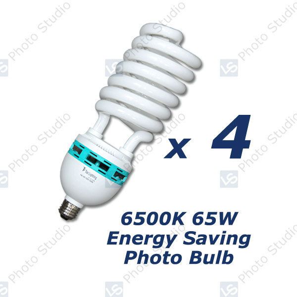 Set of 4, Photo Studio Daylight 6500K 65W Bulb PB65 4P  