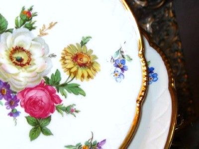   Floral cup, saucer, dessert Plate Trio~ Bavaria Germany Fab  