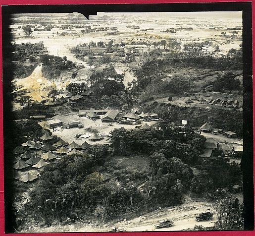 1945 Okinawa 417th Bombardment Billets Aerial View  