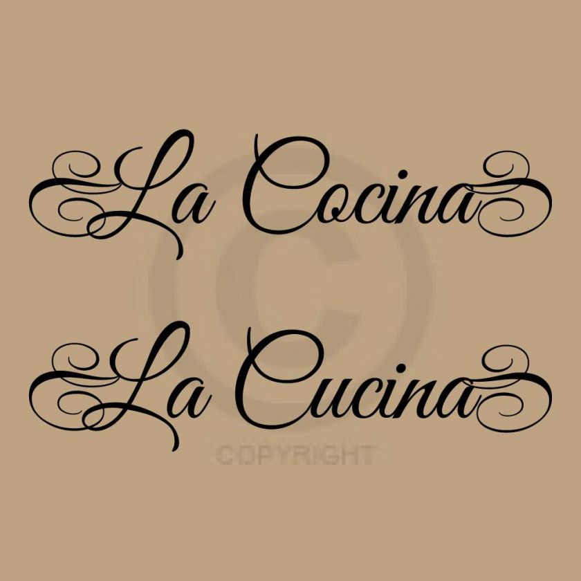 LA COCINA (Spanish) or LA CUCINA (Italian) Kitchen Vinyl Lettering 