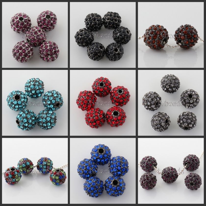 Wholesale 5/20/50pcs Mixed 10mm Disco Ball Rhinestone Crystal Alloy 