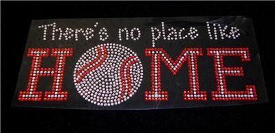 Baseball No Place Like Home Rhinestone Iron On Transfer  