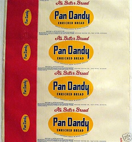 Pan Dandy Wax Paper Bread Wrapper Flat River Mo  
