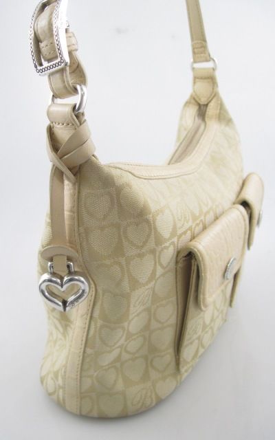 BRIGHTON Cream Monogram Logo Shoulder Bag Tote Handbag  