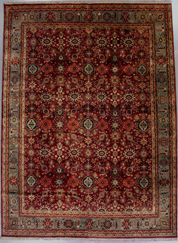 10x13 BURGUNDY GREEN AGRA ORIENTAL WOOL AREA RUG CARPET  