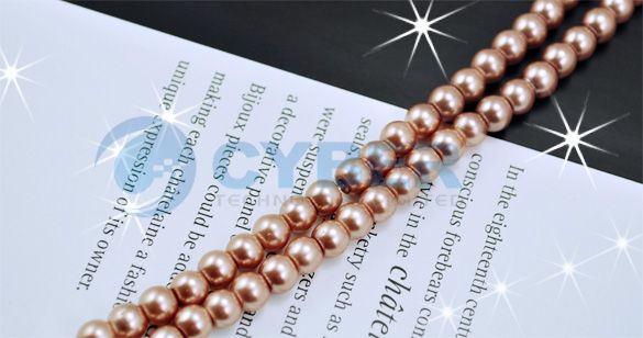 6mm pretty light coffee faux glass round pearl loose beads