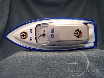 Miniature Clocks, Police Speed Boat Alarm Clock  