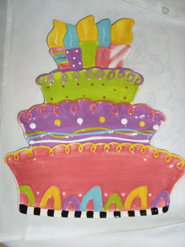 LARGE CERAMIC BIRTHDAY SERVING PLATTER * CAKE * CANDLES  
