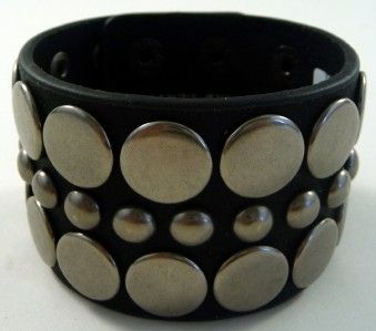 Black Leather Unisex Studded Cuff Punk Bracelet NEW  