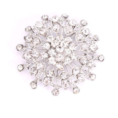 NEW Charming Clear Crystal Snowflake Flower Brooch Pin  