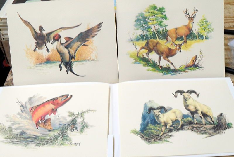 Set/4 FRED SWEENEY embossed prints 8x10 trout/duck/deer  