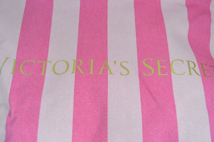 Victorias Secret Pink Stripe Canvas Tote Bag Beach Bag   Brand New 