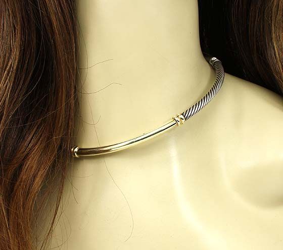 DAVID YURMAN STERLING & 14K GOLD LADIES CHOKER NECKLACE  