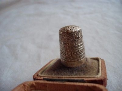 SILVER THIMBLE H/MARKED B/HAM 1911 J.F IN ORIGINAL BOX  