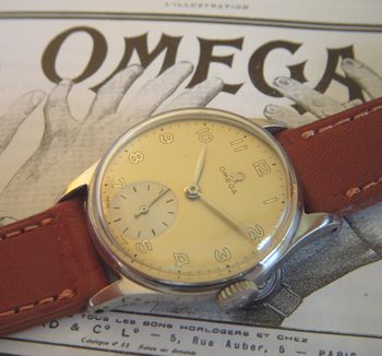 Vintage Swiss Made OMEGA Mens watch 1950s  2 TONE DIAL  STEEL CASE  17 