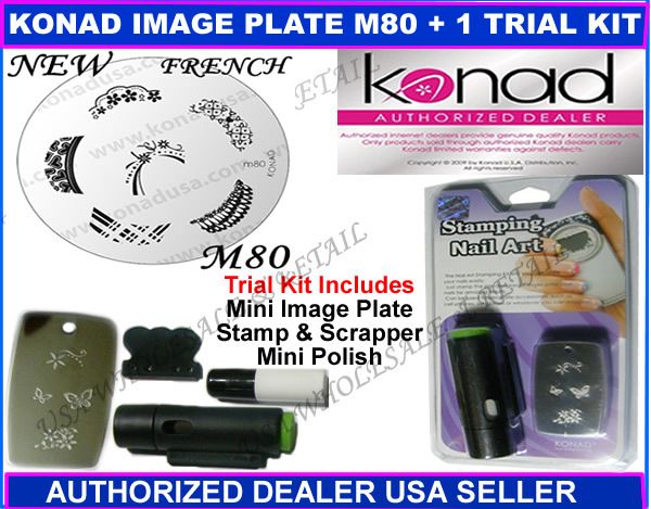 Konad Stamping Nail DESIGN TRIAL KIT BEGINNERS + M80  