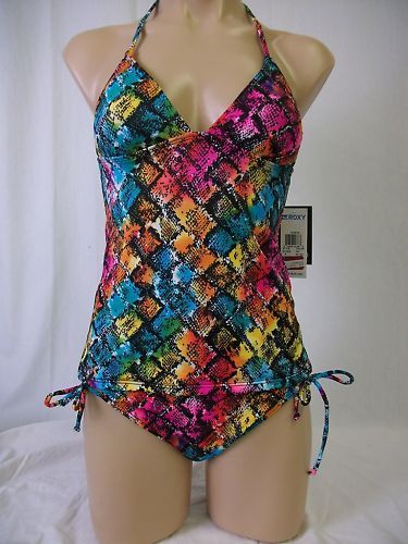 New Juniors ROXY 70s Lowrider Tie Side Tankini Sm NWT  