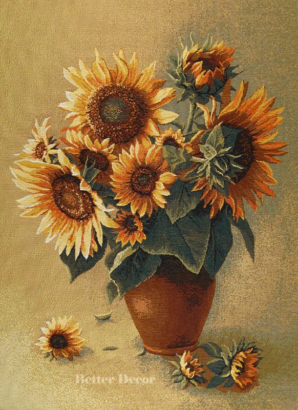 WALL TAPESTRY Sunflowers EUROPEAN FLORAL DECOR PICTURE  