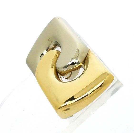 CARTIER TWO TONE 18K GOLD LADIES GEOMETRIC PIN BROOCH  