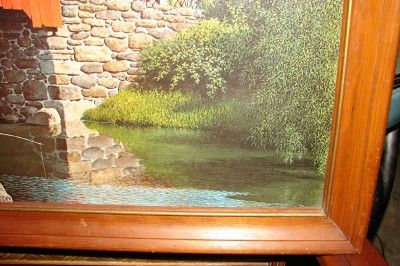   Detlefren COVERED BRIDGE WATER LANDSCAPE FRAMED PICTURE SIGNED  