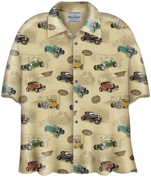 The Ford Model A Cars Hawaiian Camp Shirt made by David Carey 