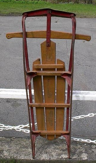 VINTAGE Wooden Snow Toboggan FLEXIBLE FLYER No 47J Sled GREAT  