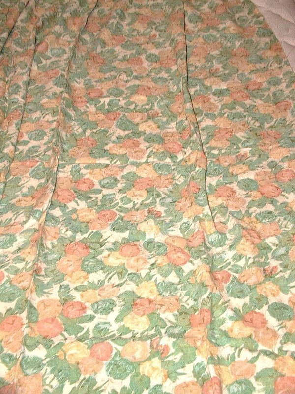 Vintage Lot Textured Floral Fabric Curtain Panels  