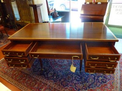 Washington Inlaid Satinwood and Mahogany Partners Desk, Attributed to 