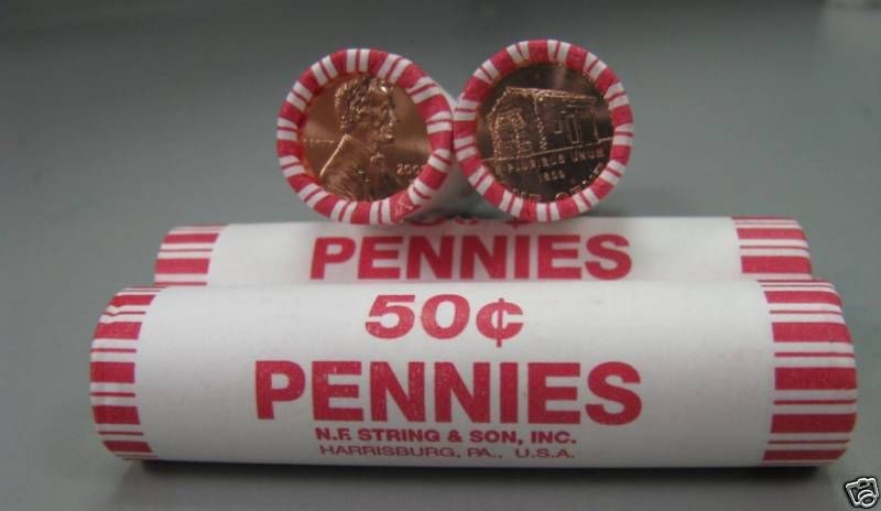 2009 D LINCOLN CENT LOG CABIN PENNY 4 ROLLS  