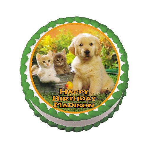 GOLDEN RETRIEVER PUPPY KITTEN Edible Cake Party Topper  