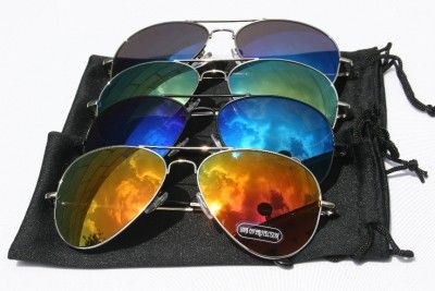 Pairs MEN 400UV AVIATOR MIRROR SUNGLASSES CLASSIC  