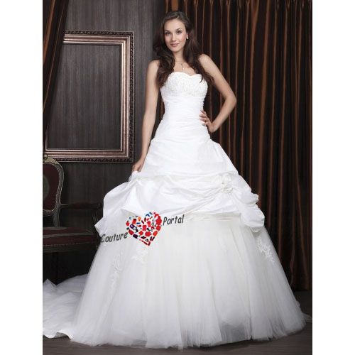 Ball Gown Sweetheart Chapel Train Pick Up Wedding Dress  