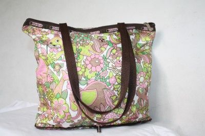   BROWN NOLITA JUNGLE ANIMALS CONVERTIBLE PURSE SHOPPING TOTE BAG  