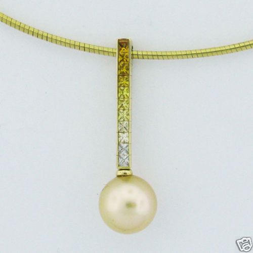 ESTATE MIKIMOTO 18K GOLD PEARL YELLOW SAPPHIRE NECKLACE  