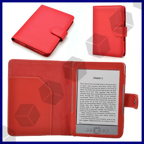 HOUSSE etui cuir + lampe LED pour  KINDLE 4 2011 violet noir 