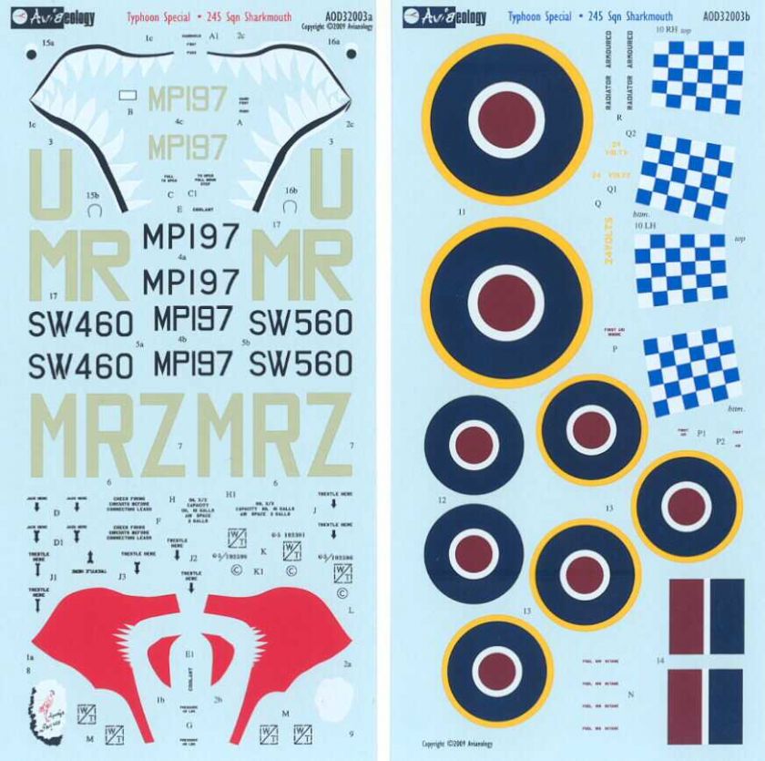 Aviaeology Decals 1/32 SHARKMOUTH HAWKER TYPHOON  