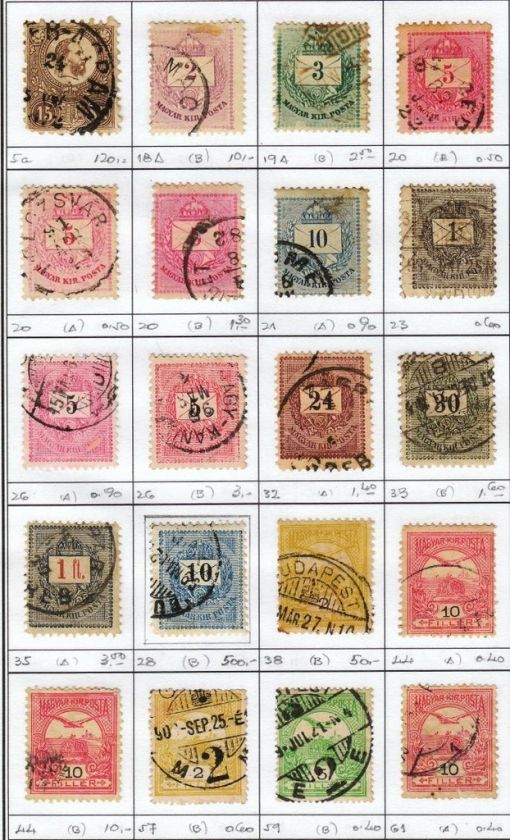 HUNGARY Collection 1,260 Different Stamps 1871/1990  