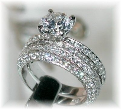 5CT CZ WEDDING ENGAGEMENT 2 RING SET SZ 5 6 7 8 9  