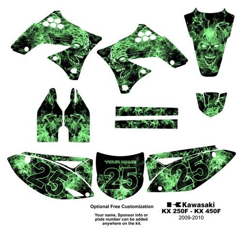 Kawasaki KX 250F or 450F   2009 10 Graphics Kit 9500G  