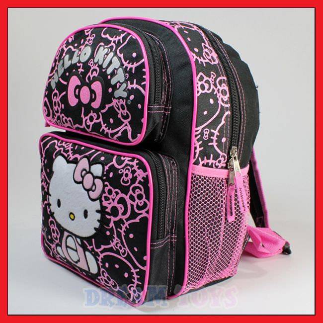 12 Hello Kitty Black Glitter Backpack   Girls Bag Toddler Girls 